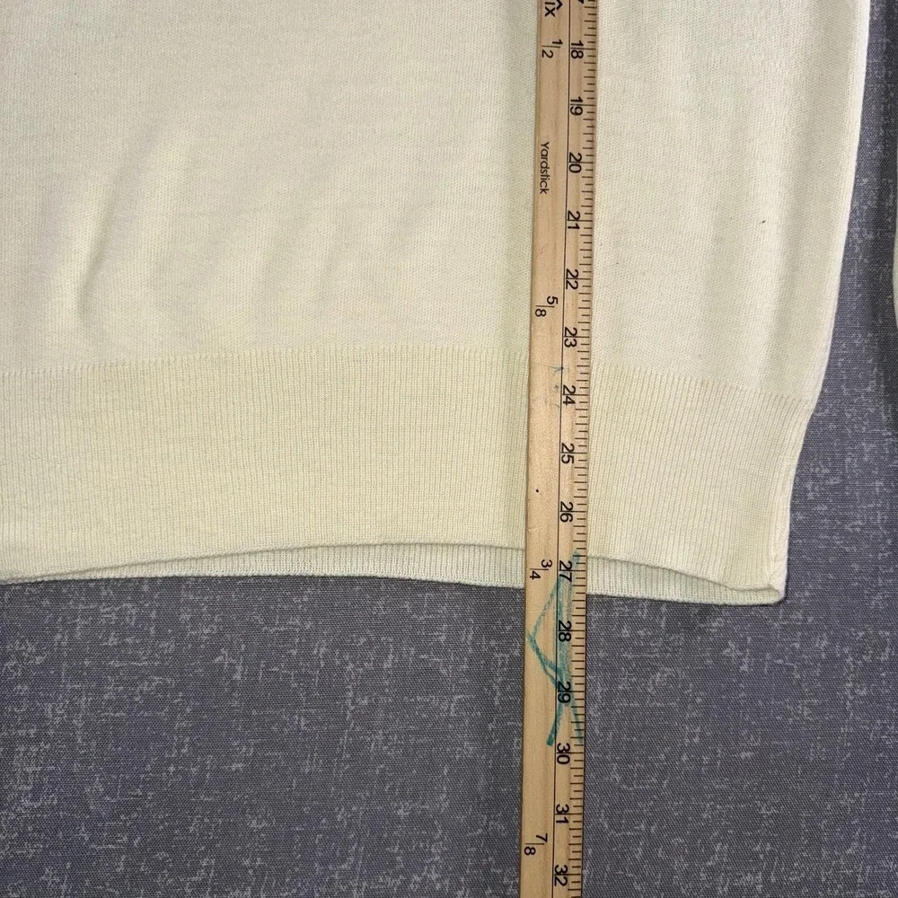 Vintage Logo 7 Sweater Mens Medium White V Neck Canadian Mist Logo Knit USA